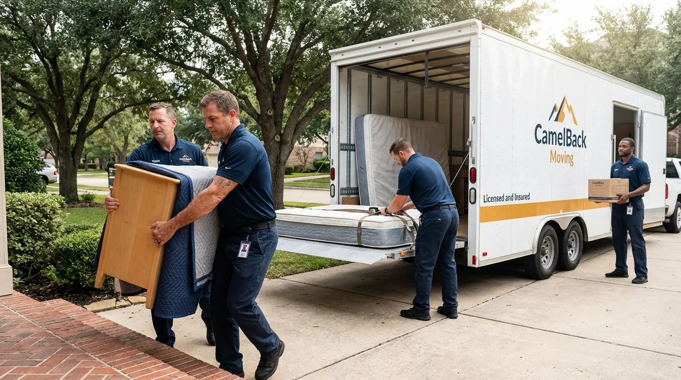Crew loading residential truck for cross-state move from Reynoldsburg, OH