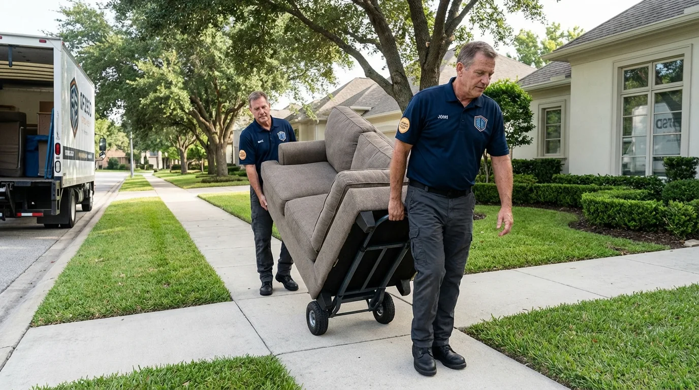 Local residential moving crew loading furniture in Reynoldsburg, OH