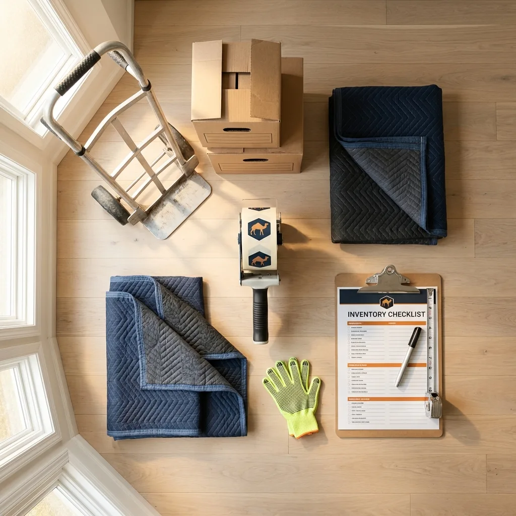 Professional moving supplies and packing materials layout for Reynoldsburg residential relocations